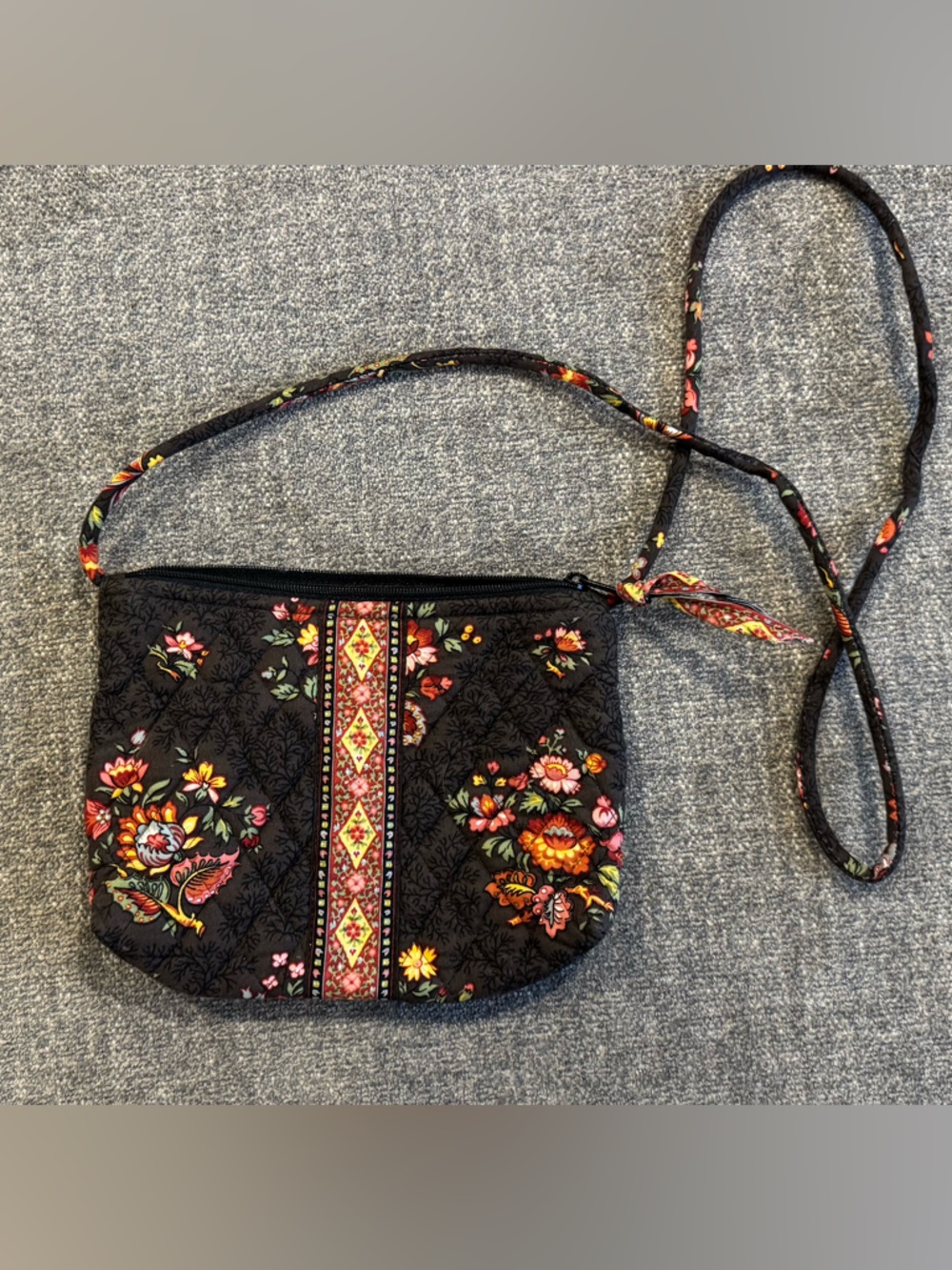 Vera Bradley Brown Floral Quilted Summer Crossbody Bag